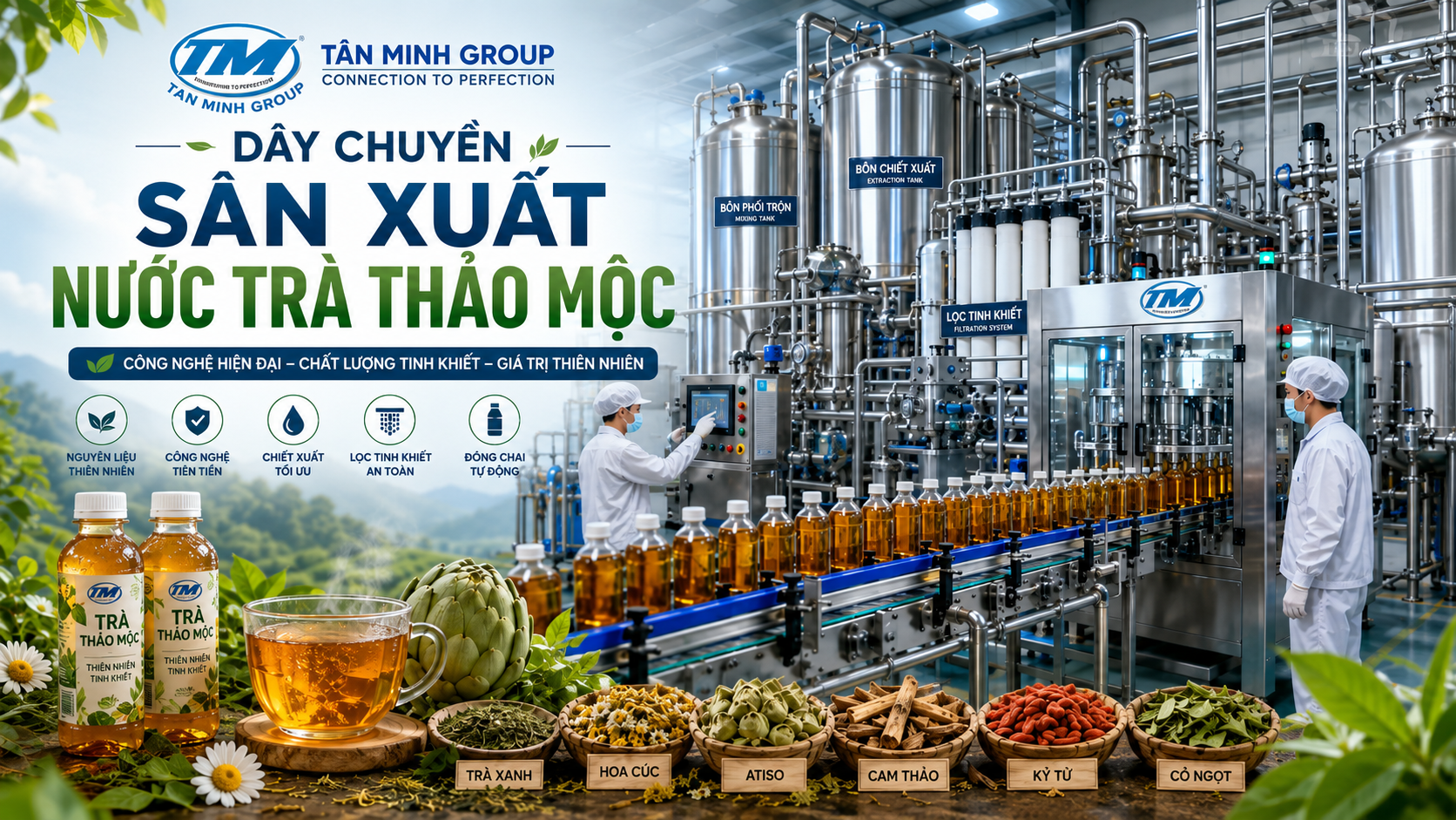Dây Chuyền Sản Xuất Nước Trà Thảo Mộc