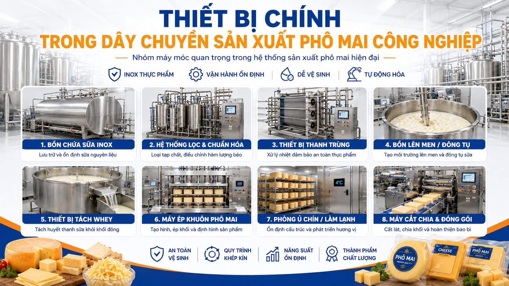 Dây Chuyền Sản Xuất Phô Mai